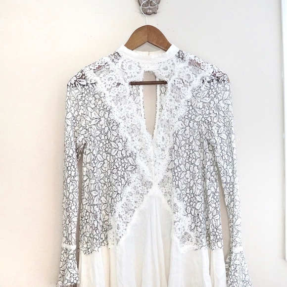 Free People Tops - Free People White/ Black Lace Top! Size XS!